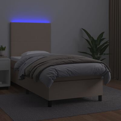 vidaXL Box spring postel matrace a LED cappuccino 80x200 cm umělá kůže