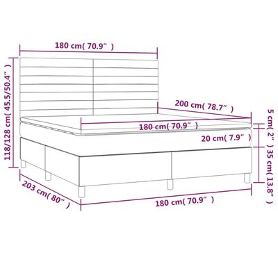 vidaXL Box spring postel s matrací světle šedá 180x200 cm samet