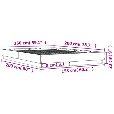 vidaXL Rám postele hnědý dub 150 x 200 cm kompozitní dřevo