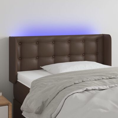 vidaXL Čelo postele s LED hnědé 93 x 16 x 78/88 cm umělá kůže