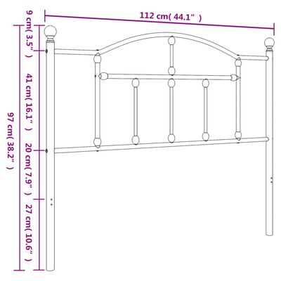 vidaXL Kovové čelo postele bílé 107 cm