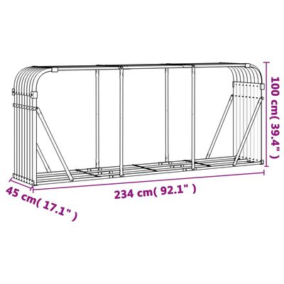 vidaXL Stojan na dřevo antracitový 234 x 45 x 100 cm pozinkovaná ocel