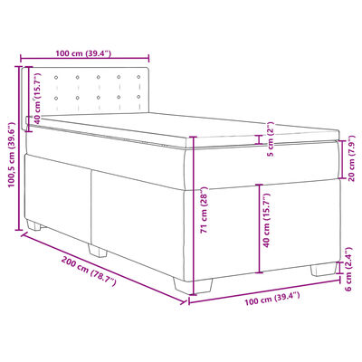 vidaXL Box spring postel s matrací černá 100x200 cm samet