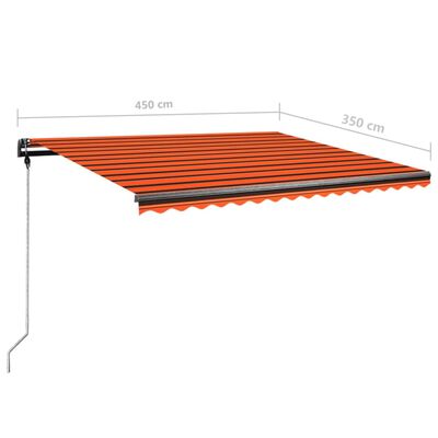 vidaXL Ručně zatahovací markýza s LED světlem 450x350 cm oranžovohnědá