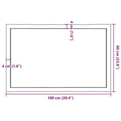 vidaXL Stolní deska 100x60x(2-4)cm neošetřený masivní dřevo živá hrana