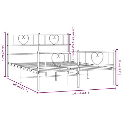 vidaXL Kovový rám postele s hlavovým a nožním čelem černý 120 x 200 cm