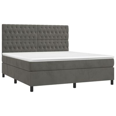 vidaXL Box spring postel s matrací tmavě šedá 180x200 cm samet