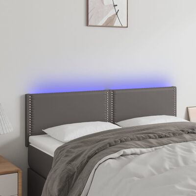 vidaXL Čelo postele s LED šedé 144x5x78/88 cm umělá kůže