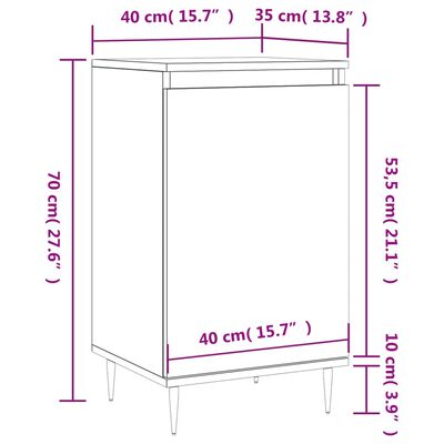 vidaXL Příborníky 2 ks černé 40 x 35 x 70 cm kompozitní dřevo