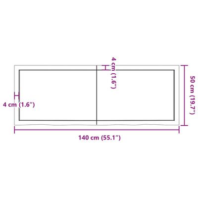 vidaXL Stolní deska světle hnědá 140x50x(2-6)cm ošetřený masivní dub