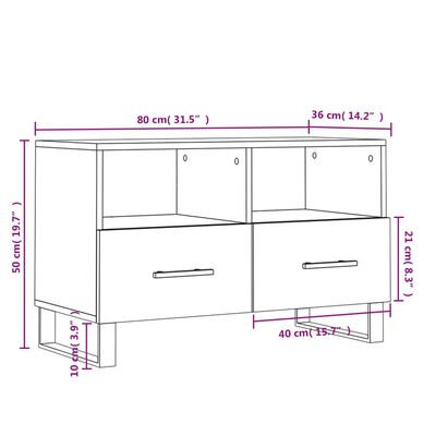 vidaXL TV skříňka černá 80 x 36 x 50 cm kompozitní dřevo