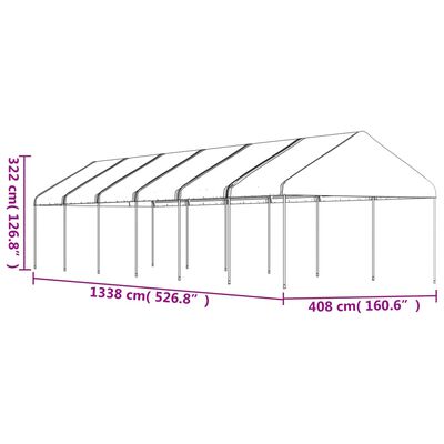 vidaXL Altán se střechou bílý 13,38 x 4,08 x 3,22 m polyethylen