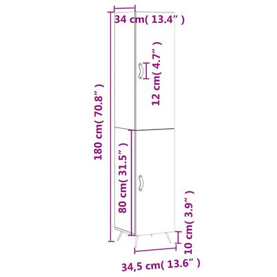 vidaXL Skříň highboard kouřový dub 34,5 x 34 x 180 cm kompozitní dřevo