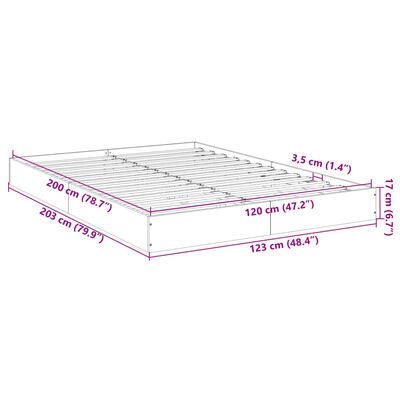 vidaXL Rám postele bez matrace kouřový dub 120x200 cm kompozitní dřevo