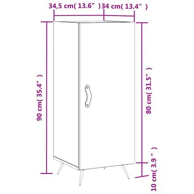 vidaXL Příborník bílý 34,5 x 34 x 90 cm kompozitní dřevo