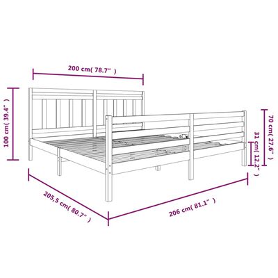 vidaXL Rám postele masivní dřevo 200 x 200 cm