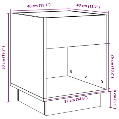 vidaXL Noční stolek s Infinity LED šedý sonoma 40 x 40 x 50 cm