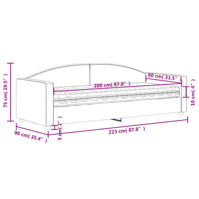 vidaXL Válenda s matrací černá 80 x 200 cm textil