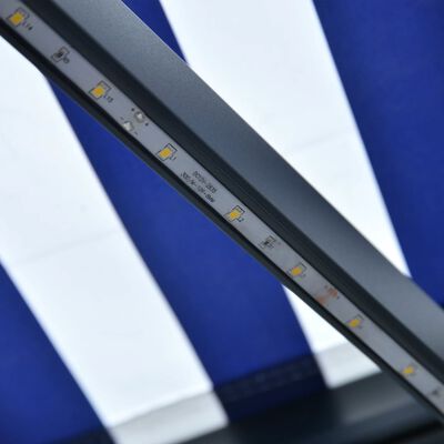 vidaXL Ručně zatahovací markýza s LED světlem 450 x 300 cm modrobílá