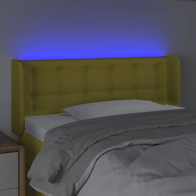 vidaXL Čelo postele s LED zelené 103 x 16 x 78/88 cm textil