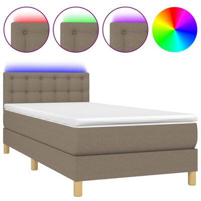 vidaXL Box spring postel s matrací a LED taupe 100x200 cm textil