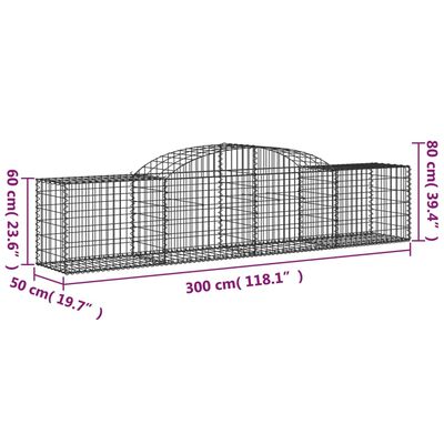 vidaXL Klenuté gabionové koše 9 ks 300x50x60/80 cm pozinkované železo