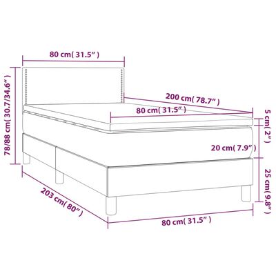 vidaXL Box spring postel s matrací šedá 80 x 200 cm umělá kůže