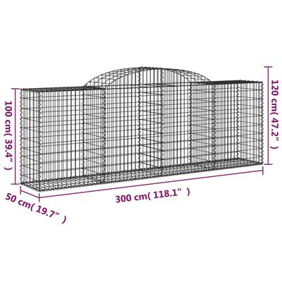 vidaXL Klenuté gabionové koše 9 ks 300x50x100/120cm pozinkované železo