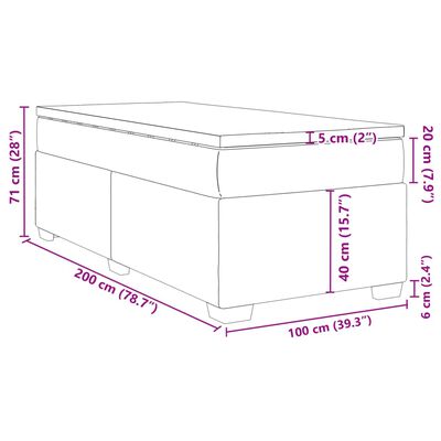 vidaXL Box spring postel s matrací tmavě šedá 100x200 cm samet