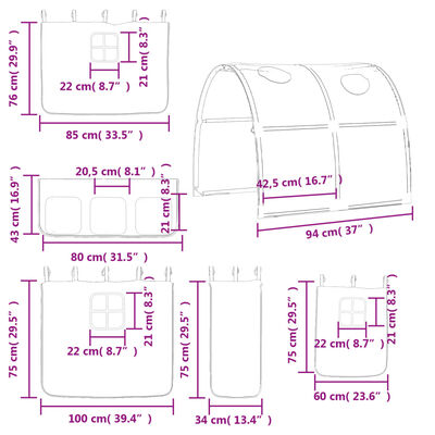 vidaXL Dětská patrová postel s tunelem modrá 80x200 cm masiv borovice