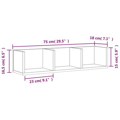 vidaXL Nástěnné skříňky 2 ks hnědý dub 75x18x16,5 cm kompozitní dřevo