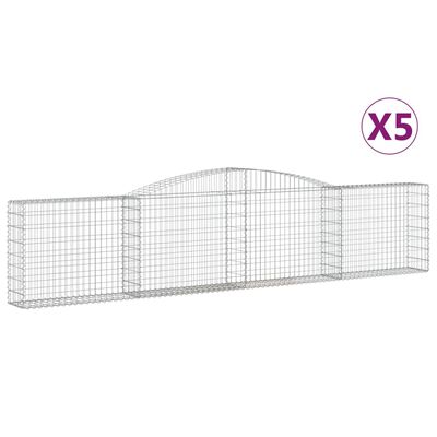 vidaXL Klenuté gabionové koše 5 ks 400x30x80/100 cm pozinkované železo