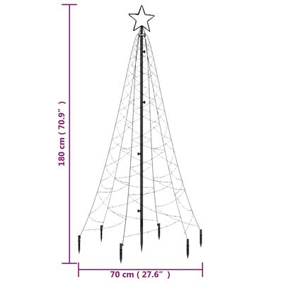 vidaXL Vánoční strom s hrotem 200 modrých LED diod 180 cm