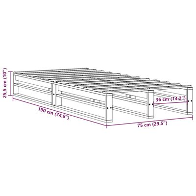 vidaXL Postel bez matrace 75 x 190 cm masivní borovice