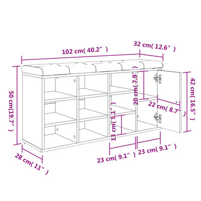 vidaXL Lavice s botníkem hnědý dub 102 x 32 x 50 cm kompozitní dřevo