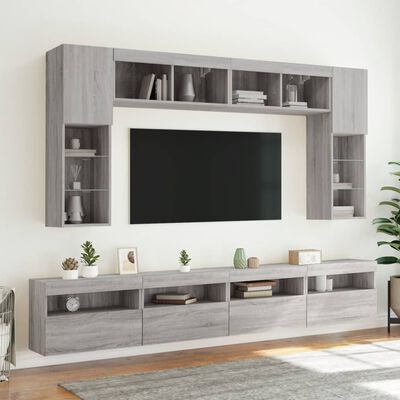 vidaXL Nástěnné TV skříňky s LED 2 ks šedé sonoma 60 x 30 x 40 cm