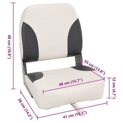 vidaXL Skládací sedadla do člunu 2 ks s vysokým opěradlem 41x36x48 cm