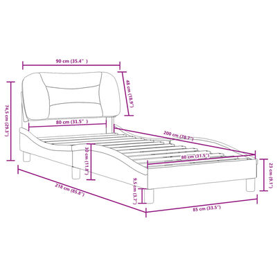 vidaXL Rám postele s čelem cappuccino 80 x 200 cm umělá kůže