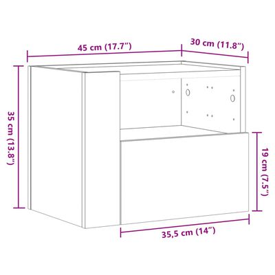 vidaXL Nástěnné noční stolky 2 ks betonově šedé 45 x 30 x 35 cm