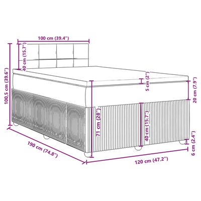 vidaXL Box spring postel s matrací modrá 120 x 190 cm samet