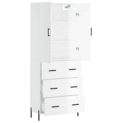 vidaXL Skříň highboard lesklá bílá 69,5 x 34 x 180 cm kompozitní dřevo