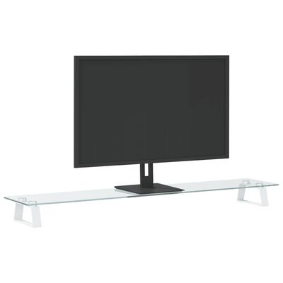 vidaXL Stojan na monitor bílý 100 x 20 x 8 cm tvrzené sklo a kov