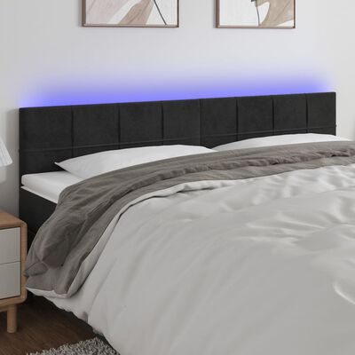 vidaXL Čelo postele s LED černé 200x5x78/88 cm samet