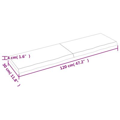 vidaXL Koupelnová deska hnědá 120x30x(2-4) cm ošetřený masivní dřevo