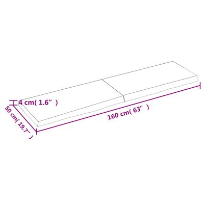 vidaXL Stolní deska 160x50x(2-4) cm neošetřený masivní dubové dřevo