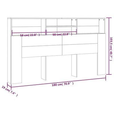 vidaXL Čelo postele s úložným prostorem lesklé bílé 180x19x103,5 cm