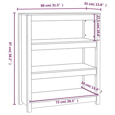 vidaXL Knihovna 80x35x97 cm masivní dřevo borovice