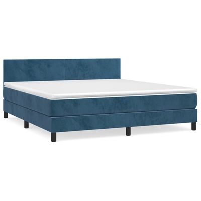 vidaXL Box spring postel s matrací tmavě modrá 160x200 cm samet