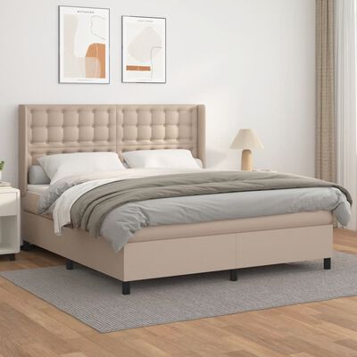 vidaXL Box spring postel s matrací cappuccino 160x200 cm umělá kůže