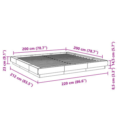 vidaXL Rám postele bílý 200 x 200 cm kompozitní dřevo